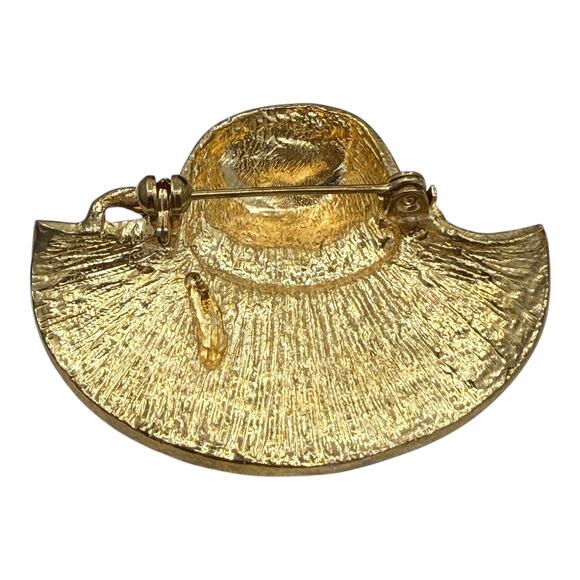 Vintage Red Hat Society Brooch Goldtone Red Purple Enamel Pin - Picture 5 of 6